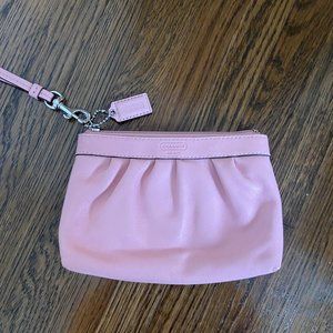 Pink Leather Coach Wristlet
